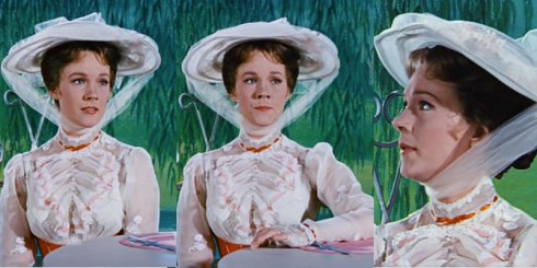 The three stages of Mary Poppins getting pissed.